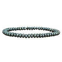 Unisex Bracelet 4mm Natural Gemstone Hematite Rondelle shape Faceted cut beads 7 inch stretchable bracelet for men & women. | STBR_04049