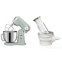 Cuisinart SM-50G Precision Master 5.5-Quart 12-Speed Stand Mixer with Mixing Bowl, Chef's Whisk, Flat Mixing Paddle, Dough Hook, and Splash Guard, Agave Green & SPI-50 Spiralizer, White