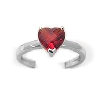 R30707R Solitaire Mt St Helens Red Helenite July Birthstone Heart Shape Sterling Silver Ring