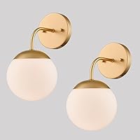 DANSEER Gold Wall Sconce Modern Nordic Style Milky Globe Glass Shade for Bathroom Vanity Light Set of 2