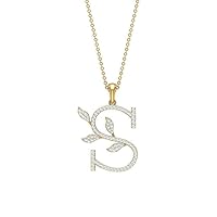 1.50Ct Round Cut D/VVS1 Diamond 14K Yellow Gold Plated 925 Sterling Silver Initial S Pendant Free Chain For Women & Girls