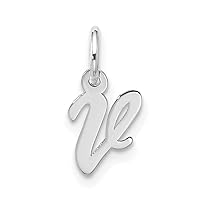 4.8mm 10k White Gold Small Script Letter Name Personalized Monogram Initial Charm Pendant Necklace Jewelry for Women