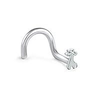 316L Surgical Steel, Rhodium Plated Brass Nose Ring Straight, Lbend, Screw, Bone Choose Your Style Giraffe 20G