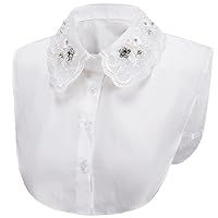 Fake Collar Detachable Half Shirt Blouse Embroidery False Collar Floral Lace Elegant for Women Girls
