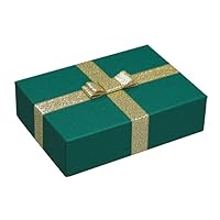 GIF-693-GR Gift Box with Ribbon, Gift, Wrapping Packaging, Paper Box, Durable, Rectangular, L, Gold Ribbon, 4.1 x 5.9 x 1.8 inches (10.5 x 15 x 4.5 cm), Green