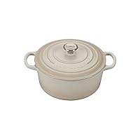 Le Creuset 7 1/4 Qt. Signature Round Dutch Oven w/Additional Engraved Personalized Stainless Steel Knob - Meringue