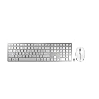 CHERRY DW 9100 Slim Wireless Keyboard and Mouse Set Combo Rechargeable with SX Scissor Mechanism, Silent keystroke Quiet Typing with Thin Design for Work or Home Office. (White & Silver)