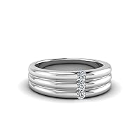 Choose Your Gemstone Triple Lined Band sterling silver Round Shape Mens Wedding Bands Well Shaped for any Gift Giving Occassion Modern Style Enchating Women Holiday Gift US Size 4 to 12