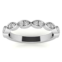 JeweleryArt Excellent Round Brilliant Cut 0.30 Carat, Moissanite Diamond Promise Band, Prong Set, Eternity Sterling Silver Band, Valentine's Day Jewelry Gift, Customized Band for Her