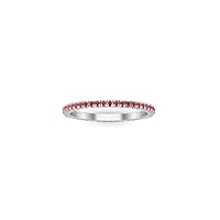 1.50 Ctw Round Cut Lab Created Red Ruby Full Eternity Band Anniversary Engagement Ring 14K White Gold Plated