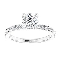 925 Silver 10K/14K/18K Solid White Gold Handmade Engagement Ring 1 CT Cushion Cut Moissanite Diamond Solitaire Wedding/Bridal Ring Vintage Antique Perfect Ring for Her