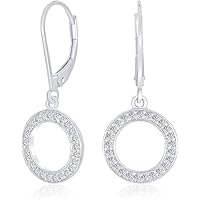 Indi Gold & Diamond Jewelry 14k White Gold Plated 1.10Ct Round Cut Created White Diamond Open Circle Drop & Dangle For Women's Earring 925 Sterling Silver