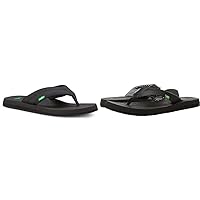 Sanuk Men's Beer Cozy 2 Black Flip-Flop 10 M US & Women's Yoga Mat Sandal, Ebony, 9 M US