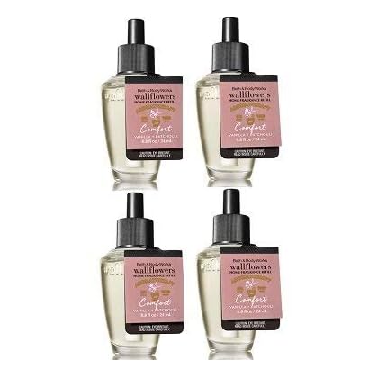 Bath and Body Works 4 Pack Aromatherapy Comfort Vanilla & Patchouli WallFlower Fragrance Refill 0.8 Oz