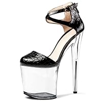 8 Inch Transparent buckle Pole Dance Shoes Spring Platform Exotic Stripper High Heels Patent Leather Gothic Ankle Strap Sandals