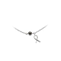 Jewelry - Rhodium Plated .925 Sterling Silver - Awareness Ribbon Pendant Necklace with Colored Disc