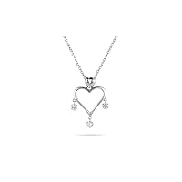 0.20-0.25 Cts SI2 - I1 clarity and I-J color Diamond Open Heart Dangling Pendant in 18K White Gold - Valentine's Day Sale