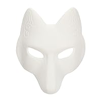 BESTOYARD Halloween Fox Mask Costume DIY Blank Mask Japanese Kabuki Kitsune Masks for Halloween Masquerade Costume Prop