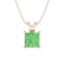 Clara Pucci 1.55ct Princess Cut unique Fine jewelry Light Sea Green Gem Solitaire Pendant With 16
