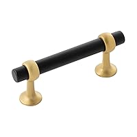 Belwith-Keeler B077522-MBBGB Ostia Collection Pull 3 Inch Center to Center Matte Black and Brushed Golden Brass Finish