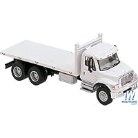 International(R) 7600 3-AXLE Flatbed Truck - Assembled -- White with Railroad Maintenance-of-Way Logo Decals