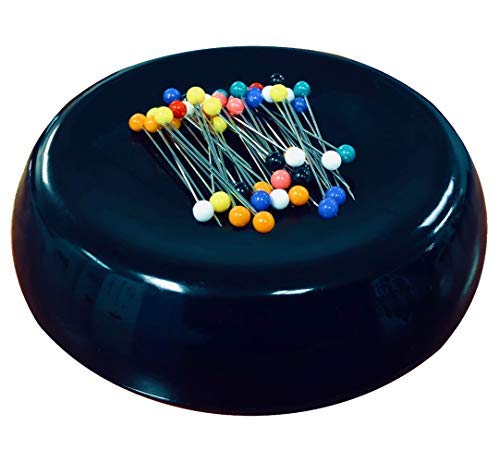 Grabbit Magnetic Sewing Pincushion with 50 Plastic Head Pins, Black