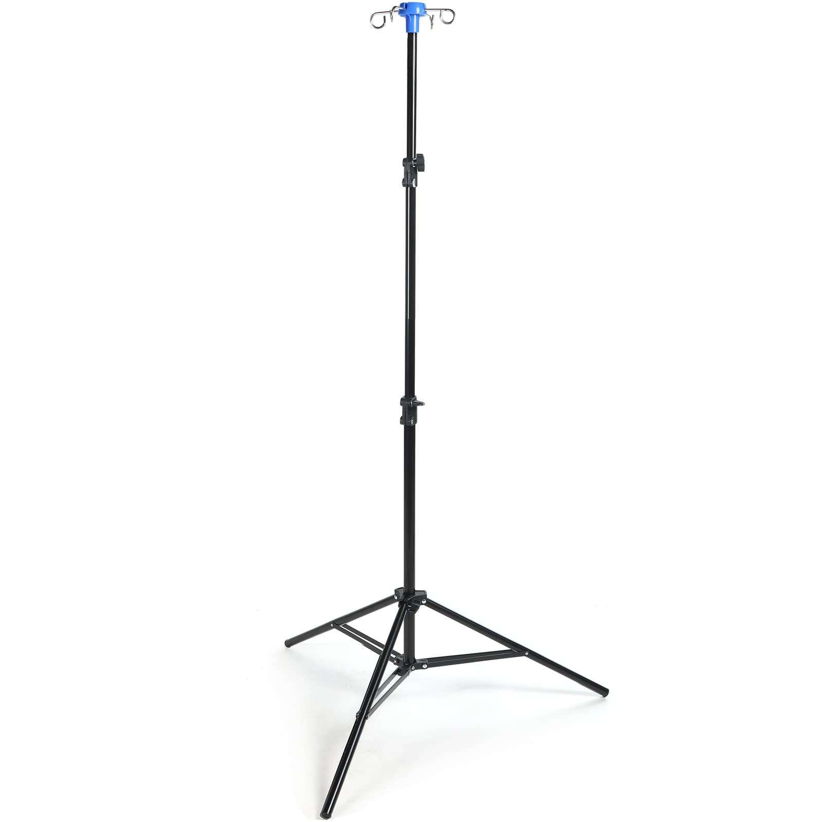 Portable Collapsible IV Pole Stand, 4 Hook 3 Leg IV Stand Portable Pole Stand for Hospital, Clinic, Wheelchairs, Beds, Home Care