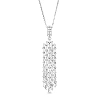 0.50 CT Round Created Diamond Drop Dangling Pendant Necklace 14k White Gold Finish