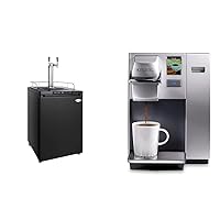 Kegco K309B-1 Kegerator Black, 2 Faucet & Keurig K155 Office Pro Single Cup Commercial K-Cup Pod Coffee Maker, Silver