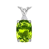 Sterling Silver Large 14x10mm Cushion Cut Pendant