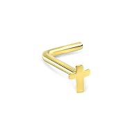 14k Solid Yellow Gold Nose Ring, Stud, Nose Screw, L Bend, Nose Bone Cross 22G 20G or 18G