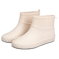 Women's Rain Boots, Waterproof Ankler Booties Anti-slip Cow Tendon Sole Rubber Shoes Short Boots with Removable Lining for Indoor Outdoor Four Seasons