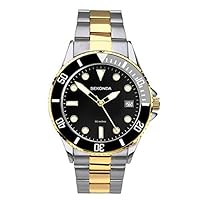 Sekonda Mens 39mm Dive Style Sports Quartz Watch Stainless Steel Bracelet Date Window 50m Water Resistant