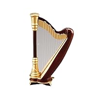 Dollhouse Walnut & Gold Harp Miniature Reutter Music Room Instrument 1:12