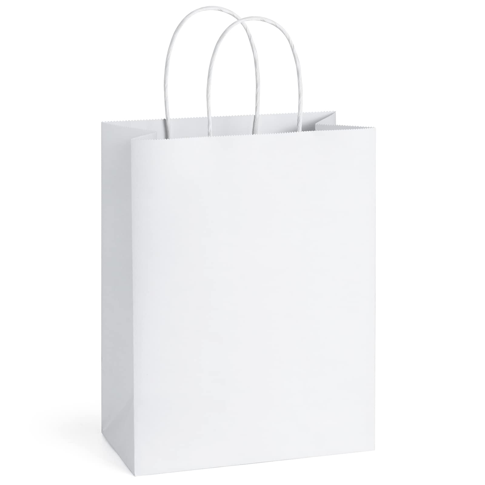 BagDream 25Pcs Paper Gift Bags 8x4.25x10.5 Kraft Paper Bags Gift Bags Shopping Bags Retail Merchandise Grocery Bags Sacks, White Paper Bags with Handles Bulk