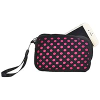 Shock Absorbent Cell Phone Case for iPhone 6/6S/5, LG - Non-Retail Packaging - Pink/Black Polka Dot