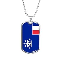 Express Your Love Gifts French Guiana And Antartic Flag Necklace Engravable 18k Gold Plated Dog Tag 24