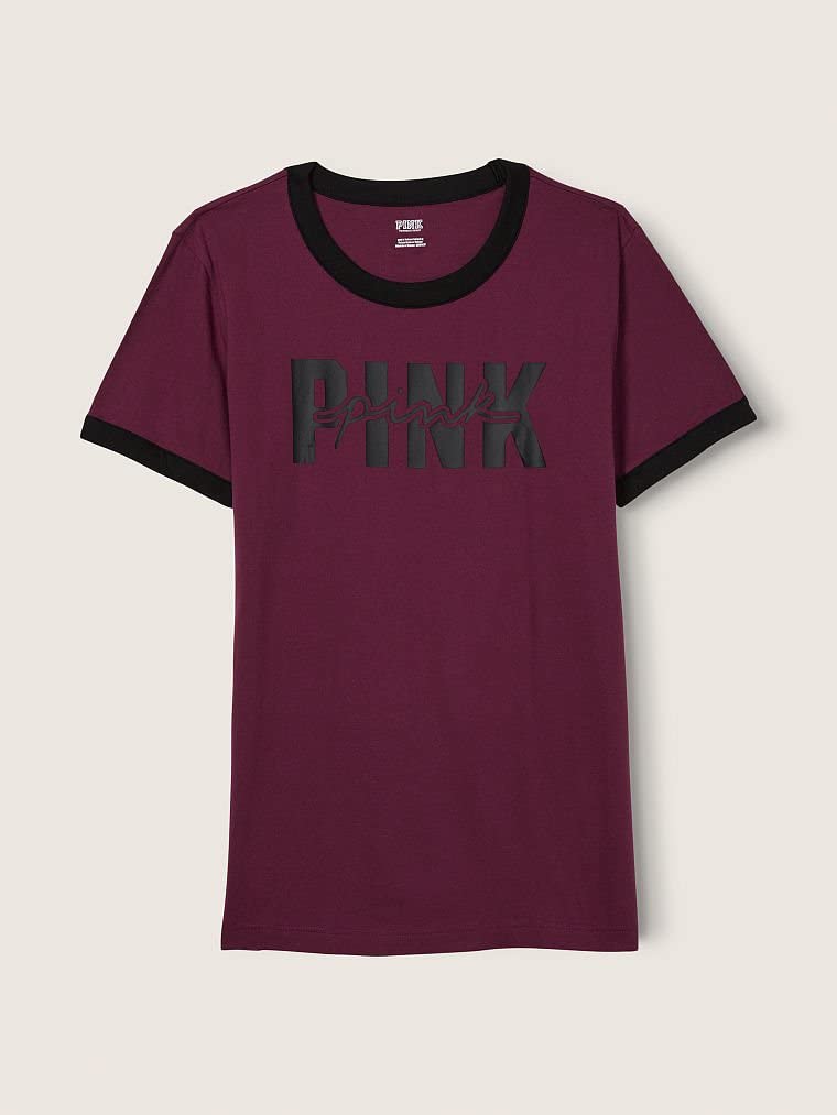 Victoria's Secret Pink Cotton Short Sleeve Campus T Shirt, Women's T Shirt (XS-XXL)