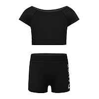 Kids Girls Basic 2 Piece Active Outfit Crop Top and Shorts set for Gymnastics/Dancing/Workout