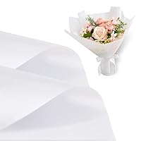 BEISHIDA Floral Wrapping Paper, 100 Pcs Matte, White, Floral Design, Waterproof, for Bouquet, Florist Supplies, Wedding, Graduation