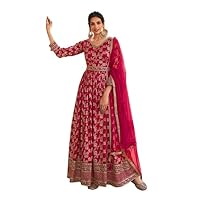 Design a new Embroidered Jacquard Dola Silk Anarkali Suit for ready to wear