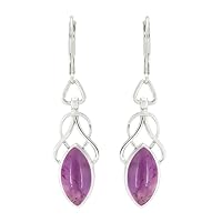 RKGEMSS Purple Amethyst Silver Earrings, Handmade Marquise Shape Gemstone 925 Sterling Silver Dangle Earrings, Purple Amethyst Earring, February Birthstone, Gift For Her