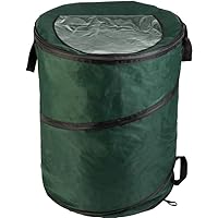Wakeman Outdoor Trash Can - 46-Gallon Collapsible Garbage Can with 3 Stakes - Pop Up Trash Can for Camping, Storage, or Yard Waste Outdoors (Green)