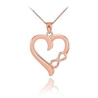 ROSE GOLD INFINITY HEART DIAMOND PENDANT NECKLACE - Gold Purity:: 10K, Pendant/Necklace Option: Pendant With 16