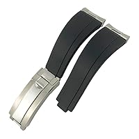 Curved End Metal Link Rubber Watchband 20mm For Rolex Daytona GMT Slide Lock Buckle Submariner Silicone Sport Watch Strap