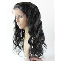 Full Lace Wigs Hand Made Human Hair Remy 100% Brazilian Virgin Color:#1 Body Wave Bw (18