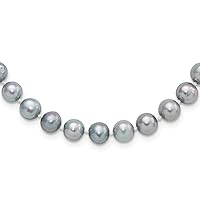 Sterling Silver Rhodium 7-8mm Grey Freshwater Cultured Pearl Necklace