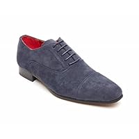 Rossellini Mario Mens Shoes Blue Faux Suede Lace Up Pointed Casual Shoe