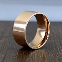 (Rose Gold) Men Women 10mm Wide Band Stainless Steel Ring Big Cool Band High Polished Flat (11)