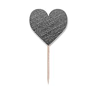 Fabric Flax Gray Toothpick Flags Heart Lable Cupcake Picks